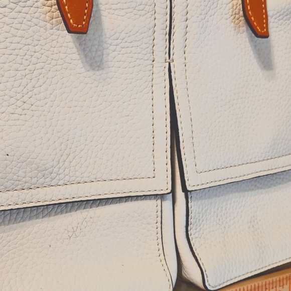 Dooney & Bourke  Florentine Clayton Tan and White Wth Tassels - Picture 4 of 15